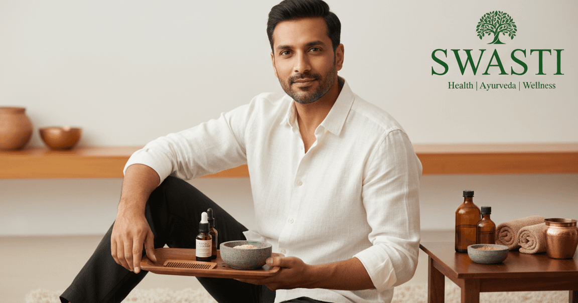 Him - SwastiHealth, Swasti, Ayurveda, Wellness, Health, Herbs, Remedies, Blogs, Common Problems, Daily Ritual, Health Guide, Recipes, Fitness, Natural Remedies, Organic, Clean Beauty, Plant-Based, Holistic Healing, Authentic India, Vata Pitta Kapha, Self-Care